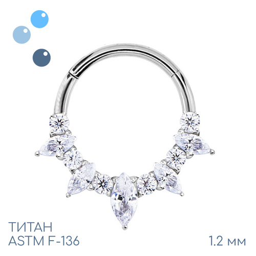 Кольцо-кликер Petals 5K Crystal 1.2 мм (16 G)